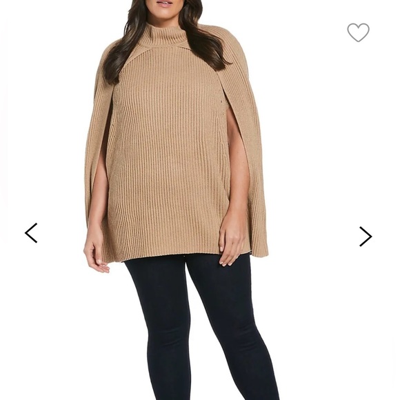 Ella Rafaella Plus Rib-Knit Poncho Sweater 1X-2X - Picture 3 of 10